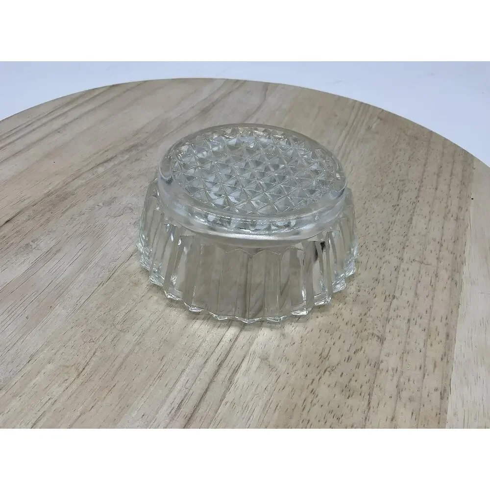 Clear Glass Dessert Bowl Small Geometric Starburst Pattern Unmarked Dish Kitchen